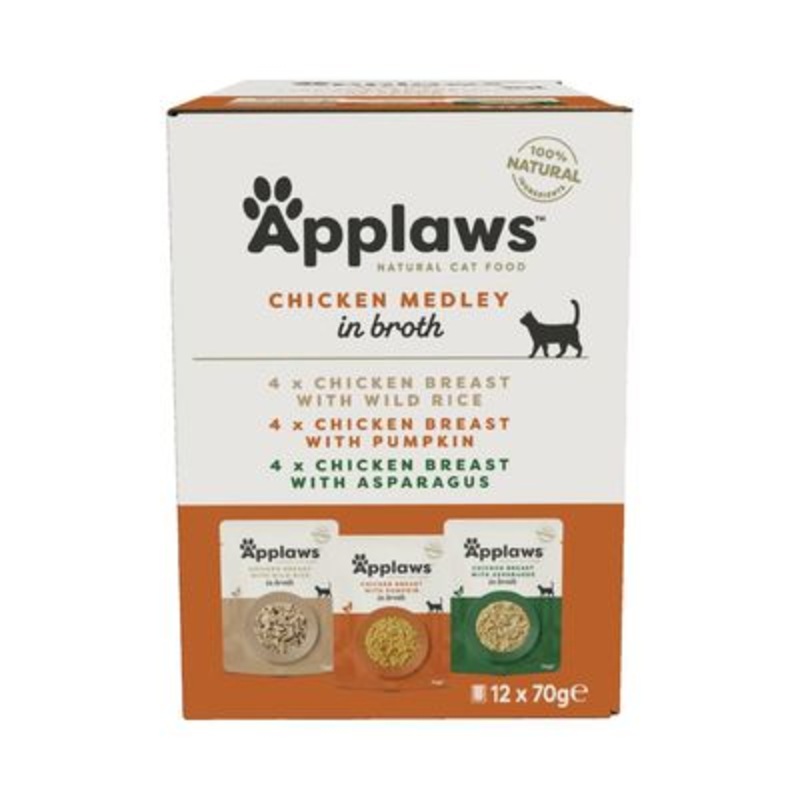 Applaws Pouches Cat Food in Broth Mixed Pack 12 x 70g