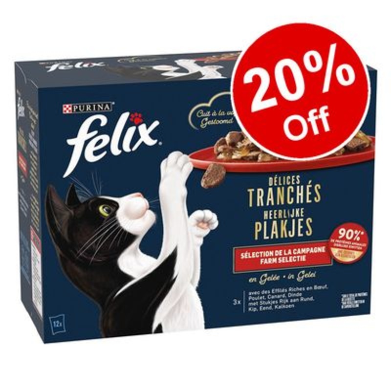 12 x 80g Felix Deliciously Sliced Wet Cat Food  20% Off! *