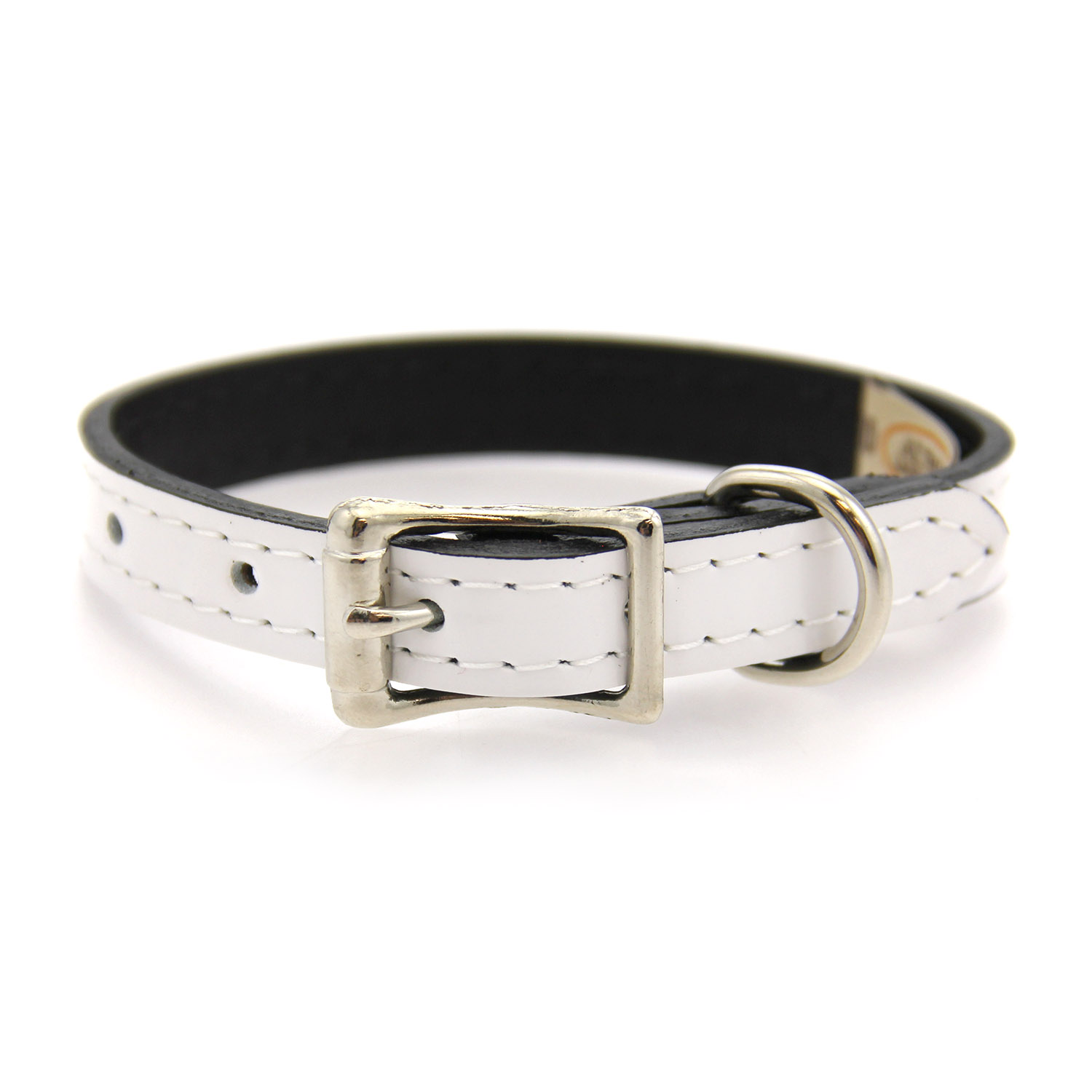 Auburn Leathercrafters Manhattan Patent Leather Dog Collar - White