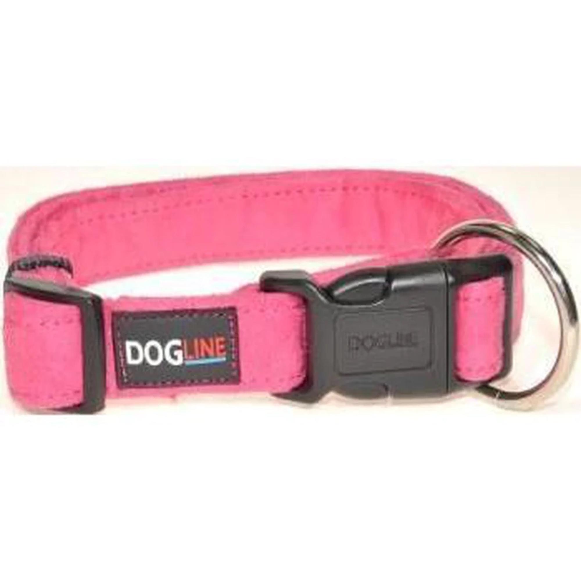 Dogline Flat Microfiber Dog Collar - Hot Pink