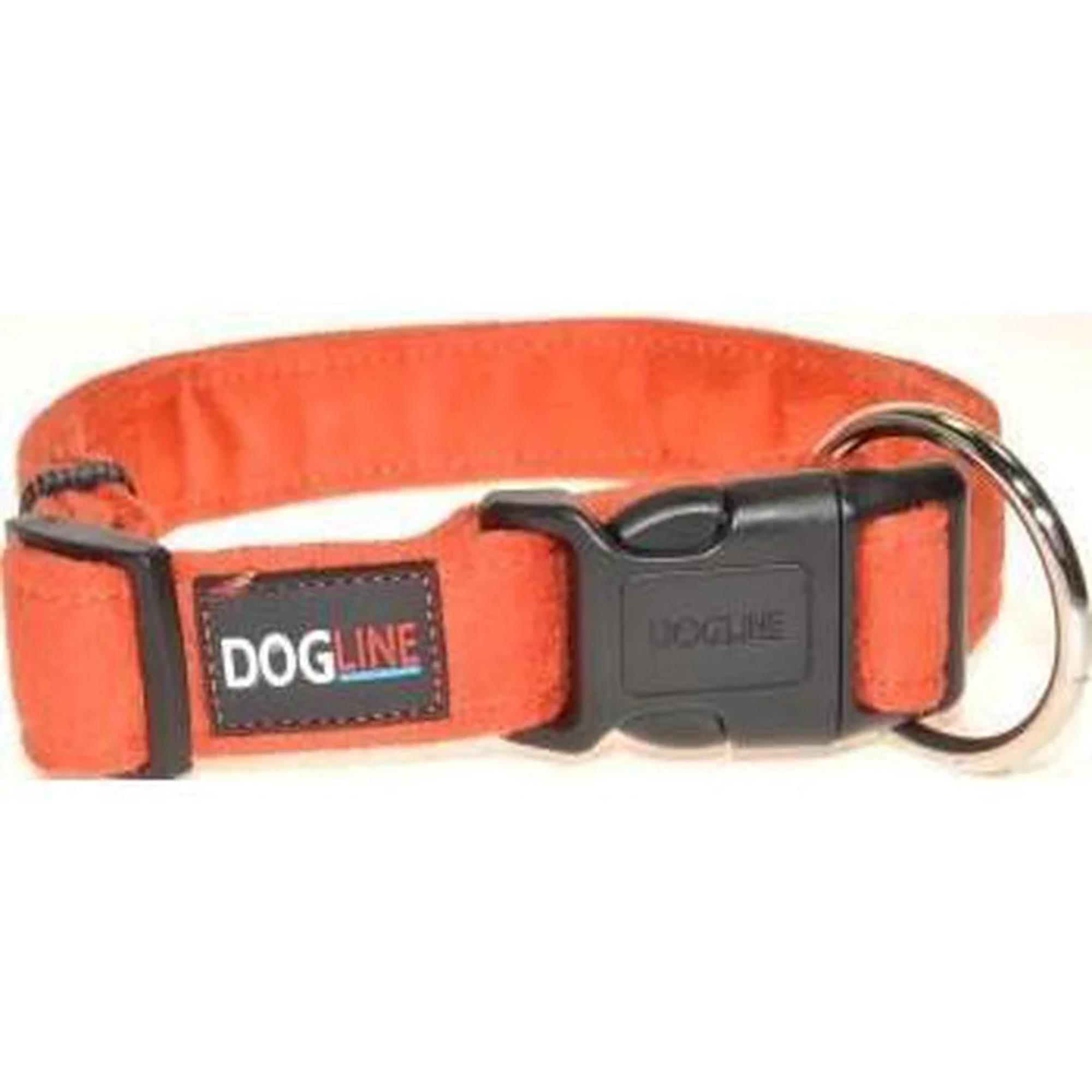Dogline Flat Microfiber Dog Collar - Orange