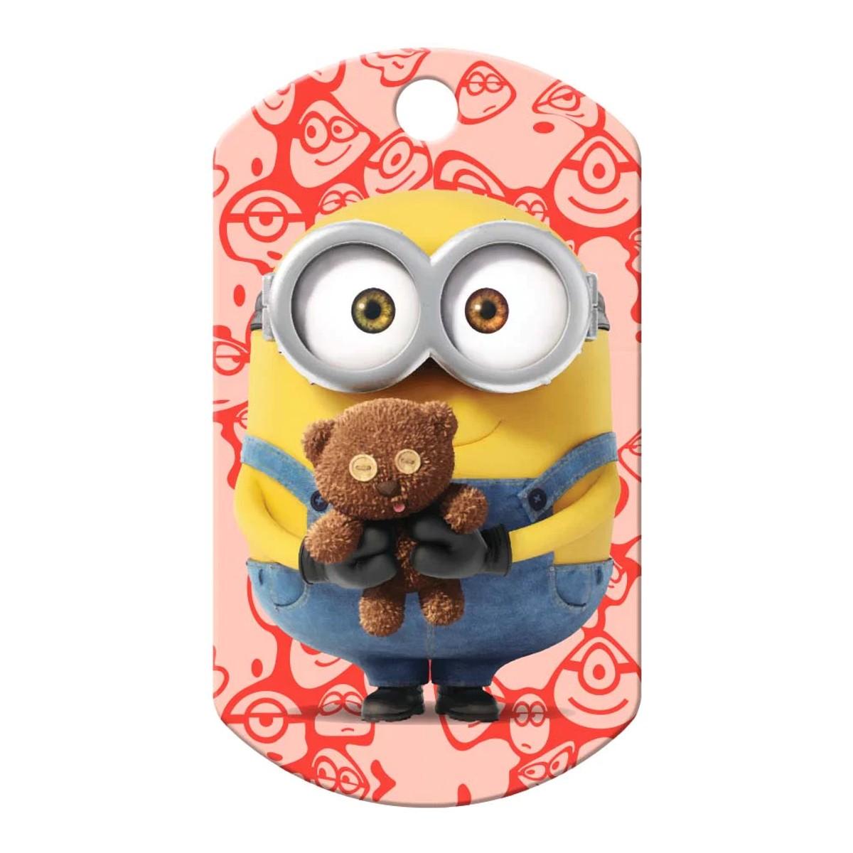 Minion Large Military Engravable Pet I.D. Tag - Bob with Teddy Bear