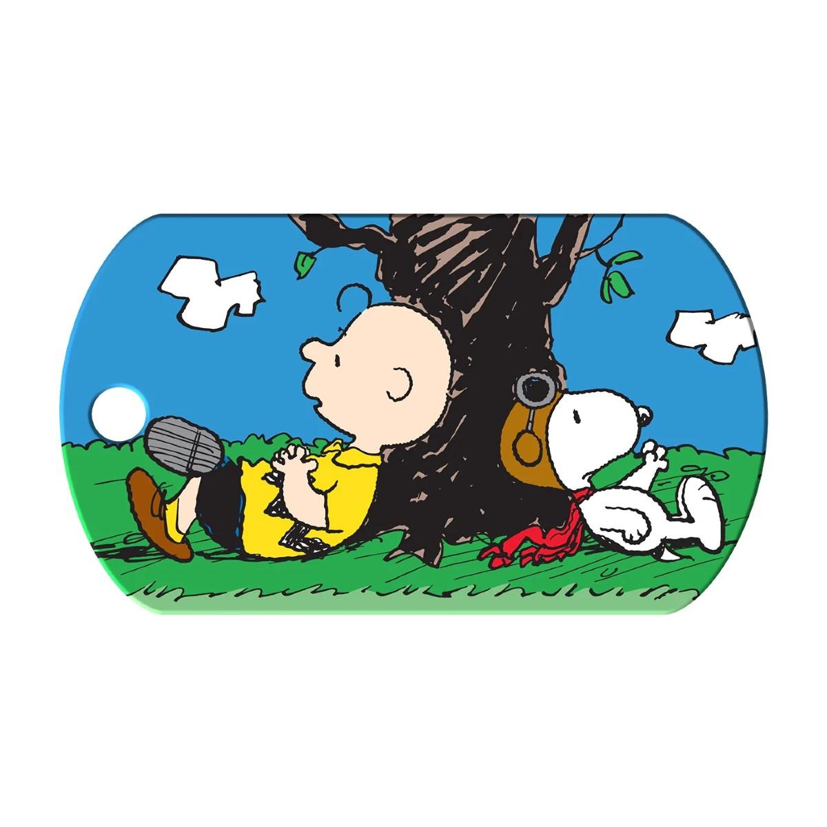 Peanuts Large Military Engravable Pet I.D. Tag - Charlie Brown & Snoopy