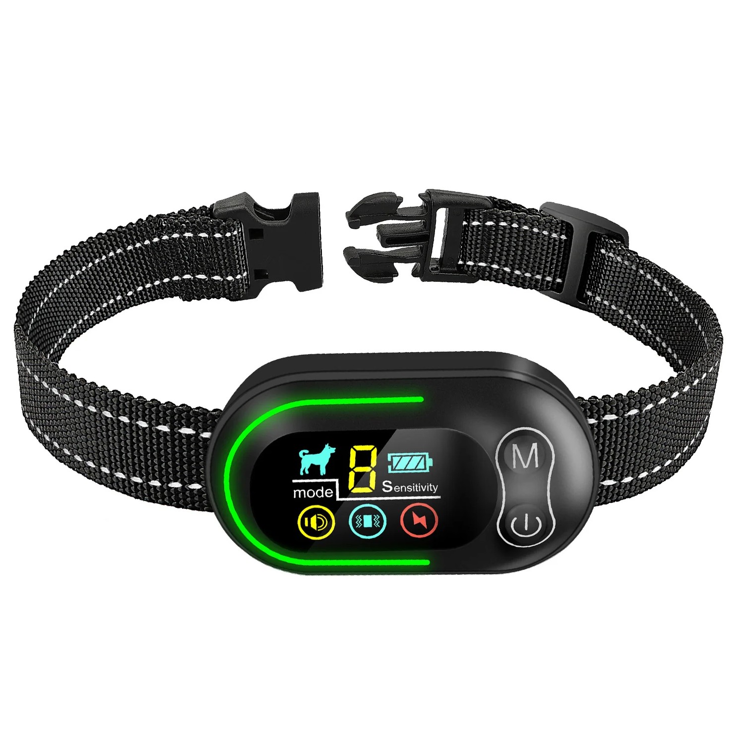 Pet Life Digi-Bark LED 5-Level Sensitivity & 6-Step Automated Beep Vibration & Stimulation Anti-Bark Dog Collar