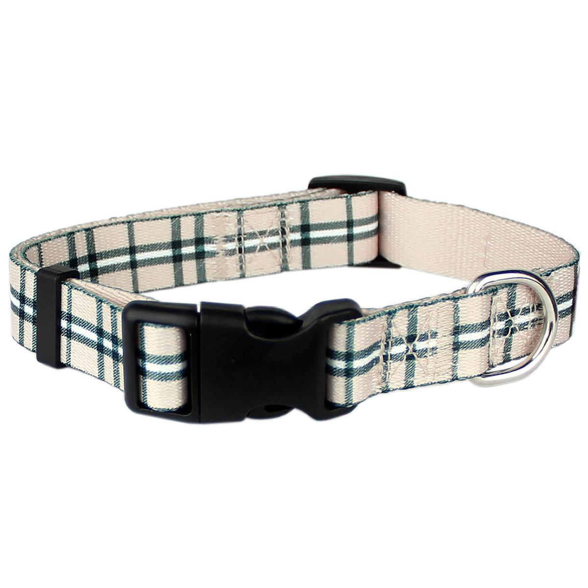 Scottish Plaid Dog Collar by Parisian Pet in Khaki