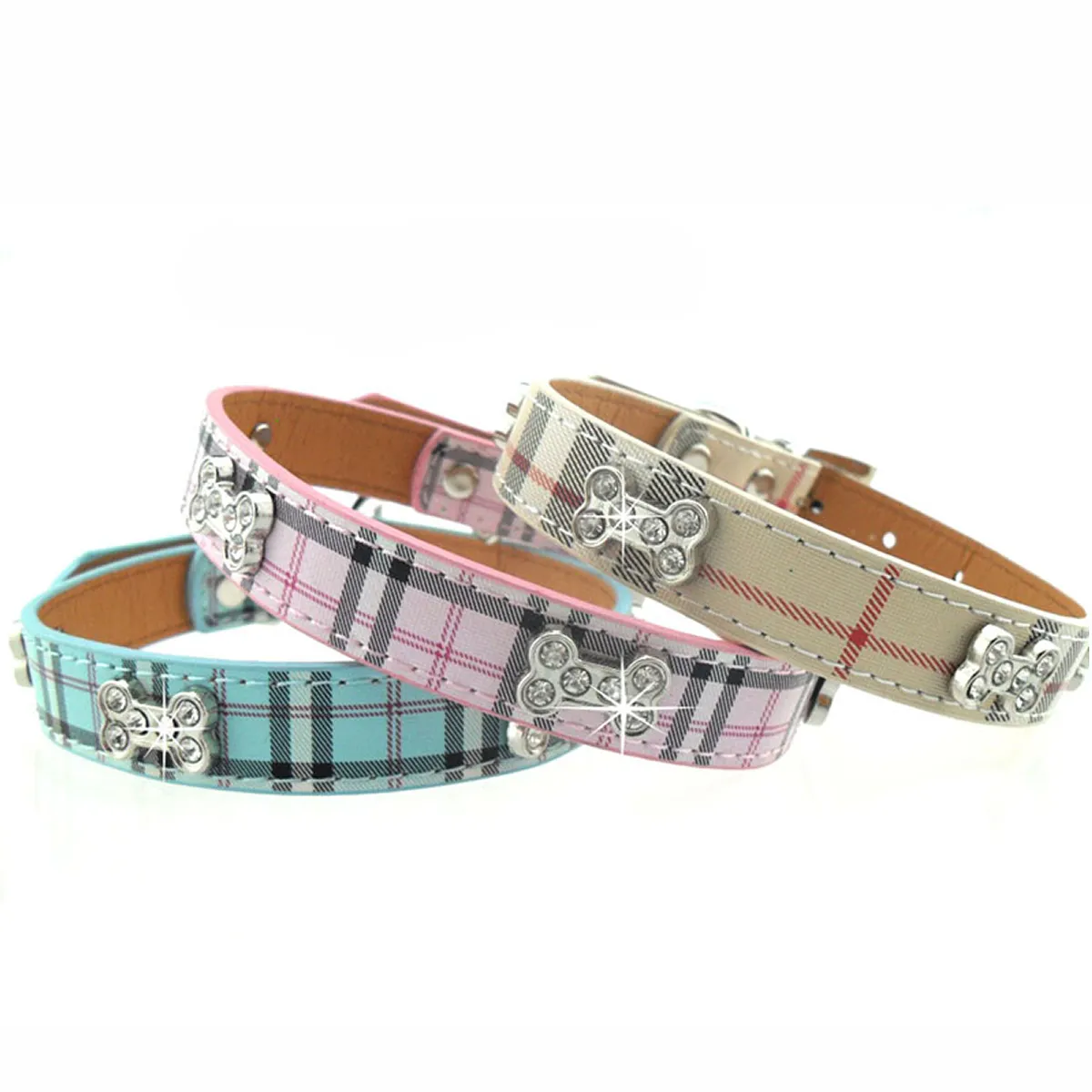 Plaid Dog Collar by Parisian Pet - Pink