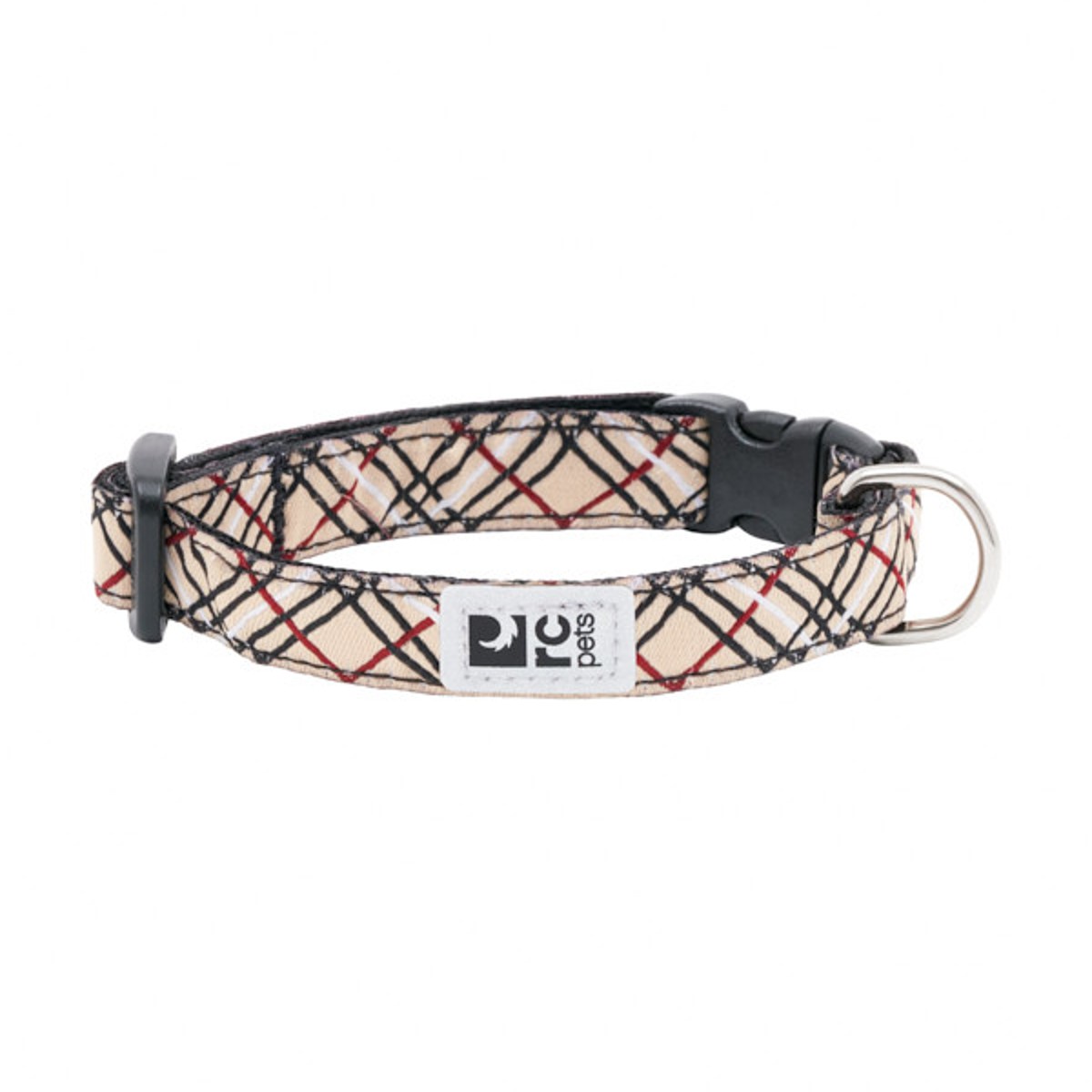 RC Pet Petite Adjustable Clip Dog Collar - Tan Tartan