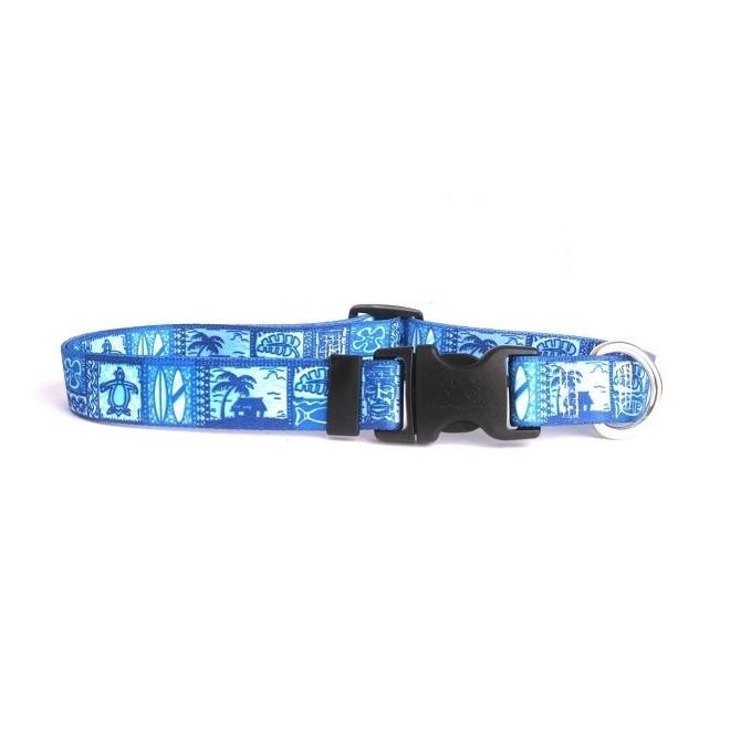 Tiki Print Dog Collar by Yellow Dog - Flaming Blue
