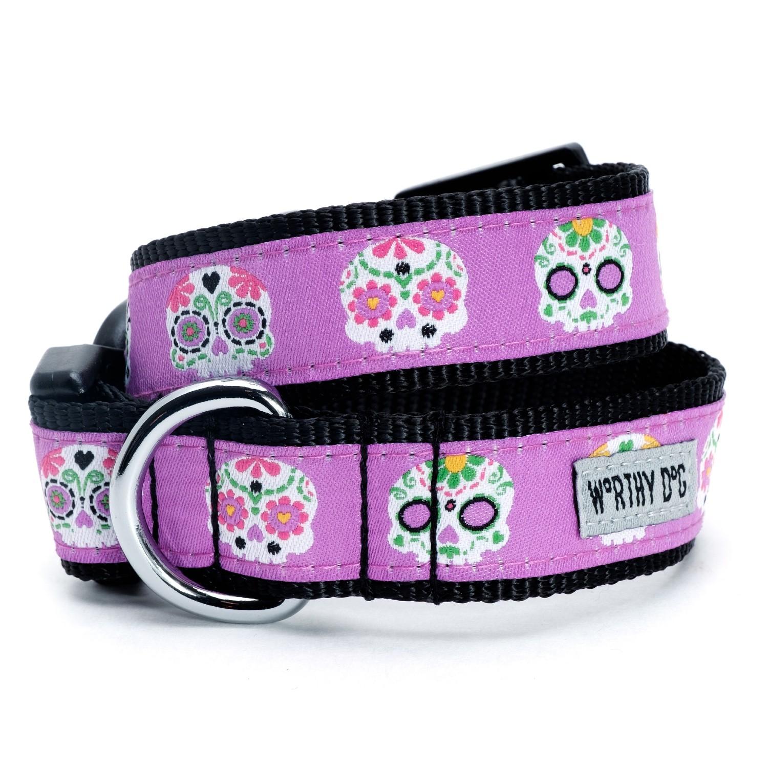 Worthy Dog Halloween Dog Collar - Skeletons Purple