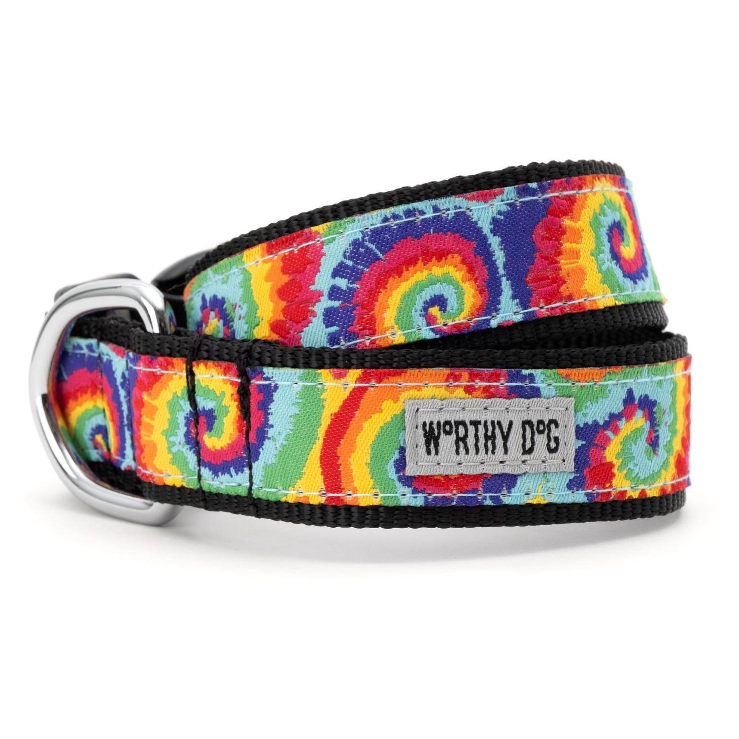 Worthy Dog Kaleidoscope Tie-Dye Dog Collar - Rainbow