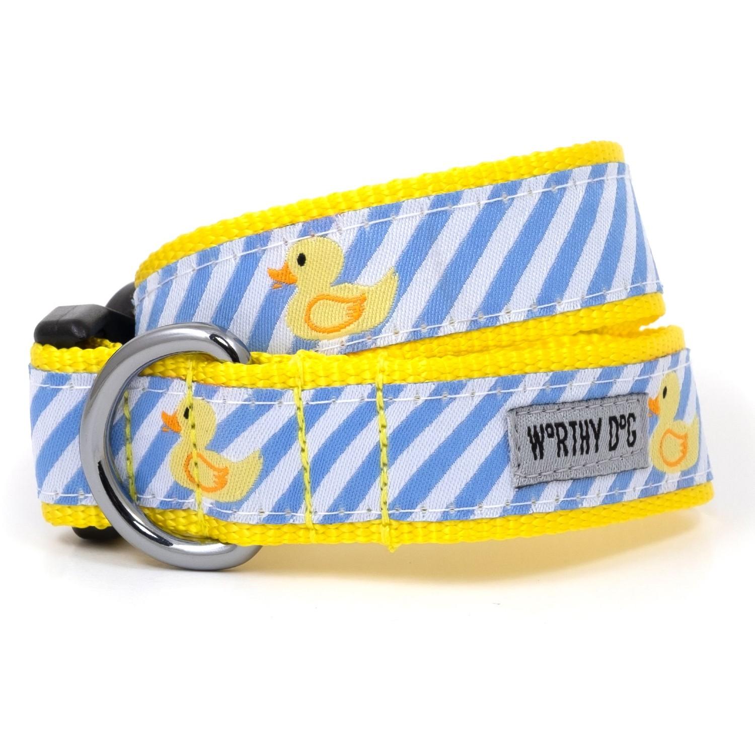 Worthy Dog Light Blue Stripe Rubber Duck Dog Collar