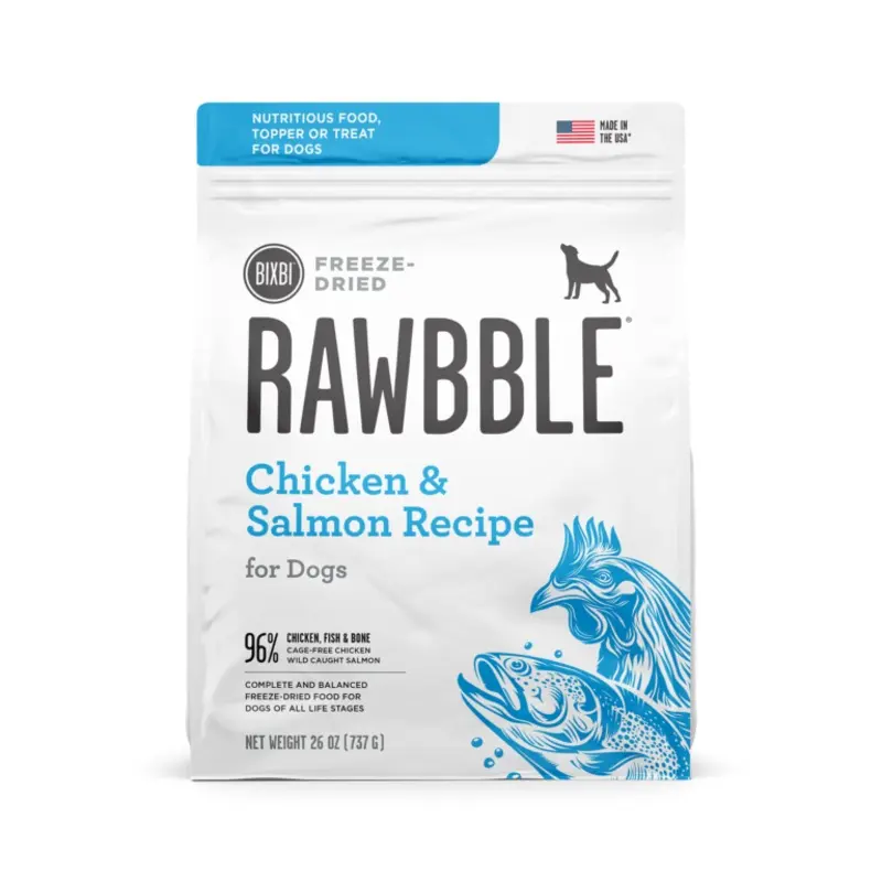 Bixbi Rawbble Freeze-Dried Dog Food - Chicken & Salmon - 26oz Bag