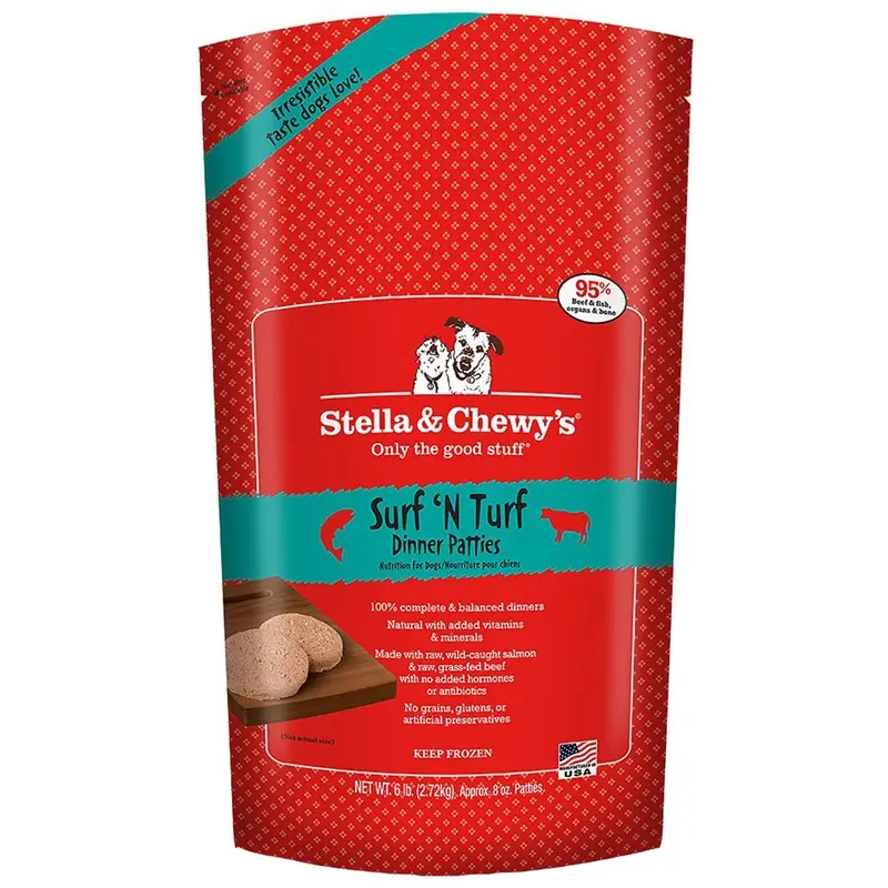 Stella & Chewy's Surf'N Turf Frozen Raw Dinner Patties Dog Food 6lb