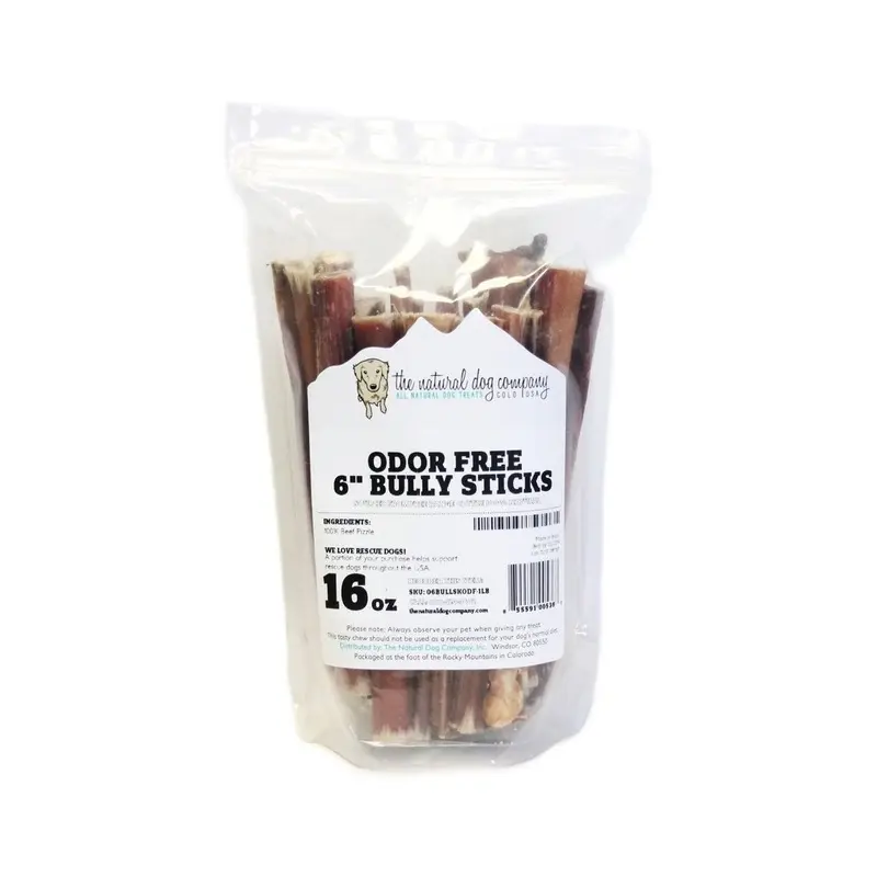 Natural Dog Company 6" Bully Sticks Odor Free