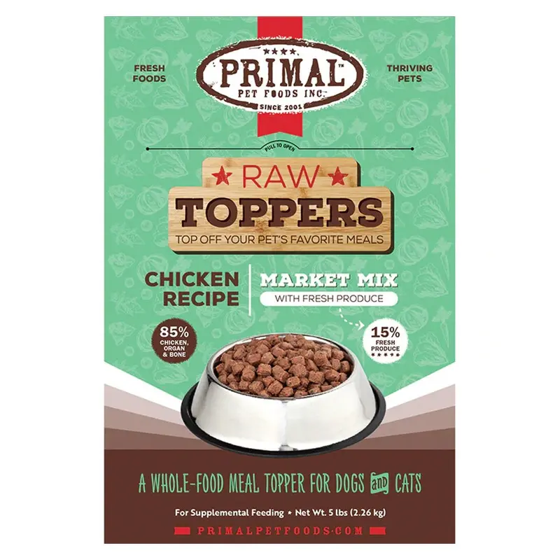 Primal Raw Toppers Market Mix Chicken Recipe Dog & Cat Food 5lb