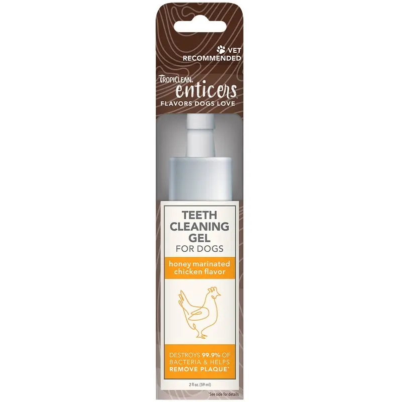 Tropiclean Enticers Teeth Cleaning Gel Honey Marinated Chicken Flavor For Dogs 2oz
