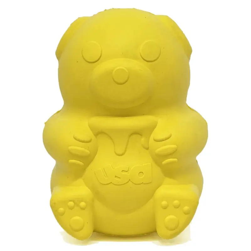 Soda Pup Honey Bear Rubber Treat Dispenser Dog Toy Large Yellow