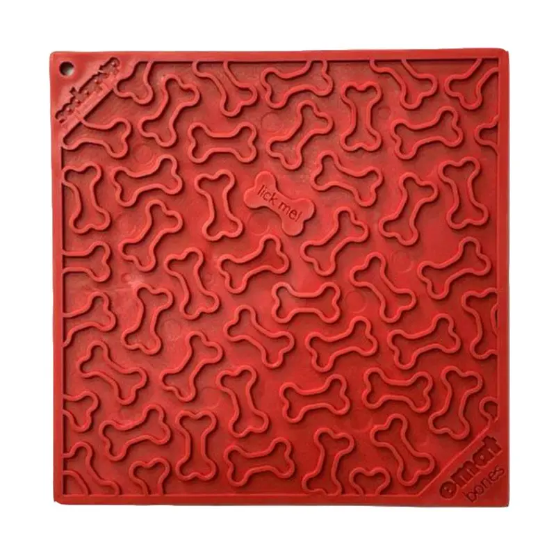 SodaPup Bones Design Emat Enrichment Red Lick Mat Dog Toy Large