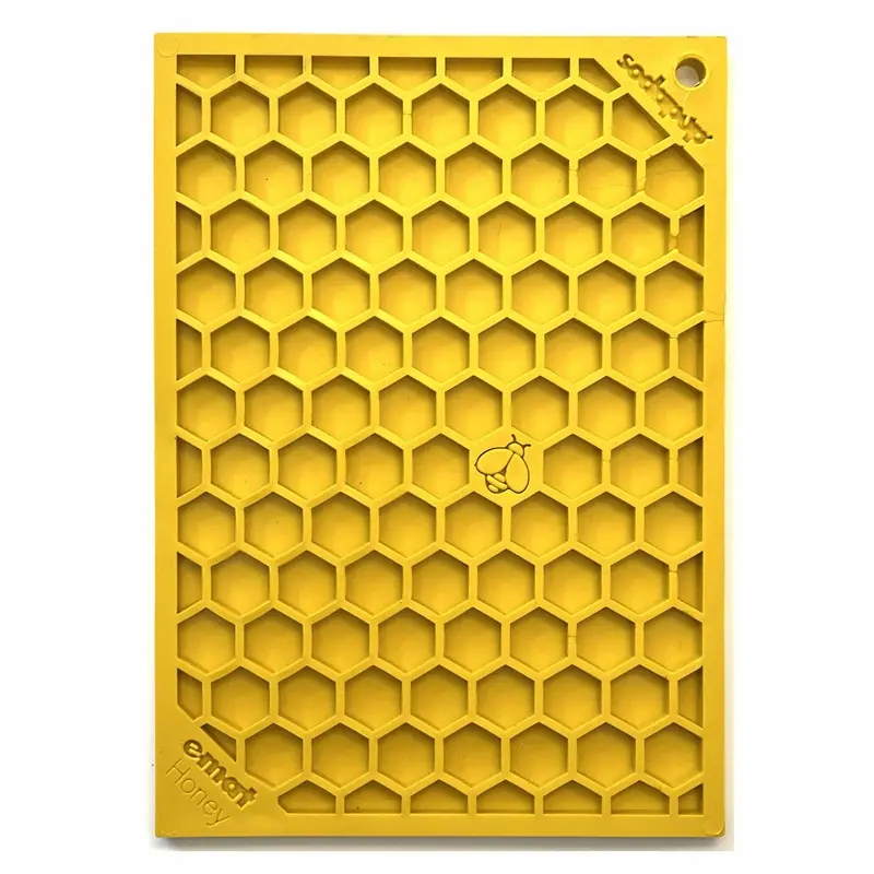 SodaPup Honeycomb Design Emat Enrichment Yellow Lick Mat Dog Toy Large