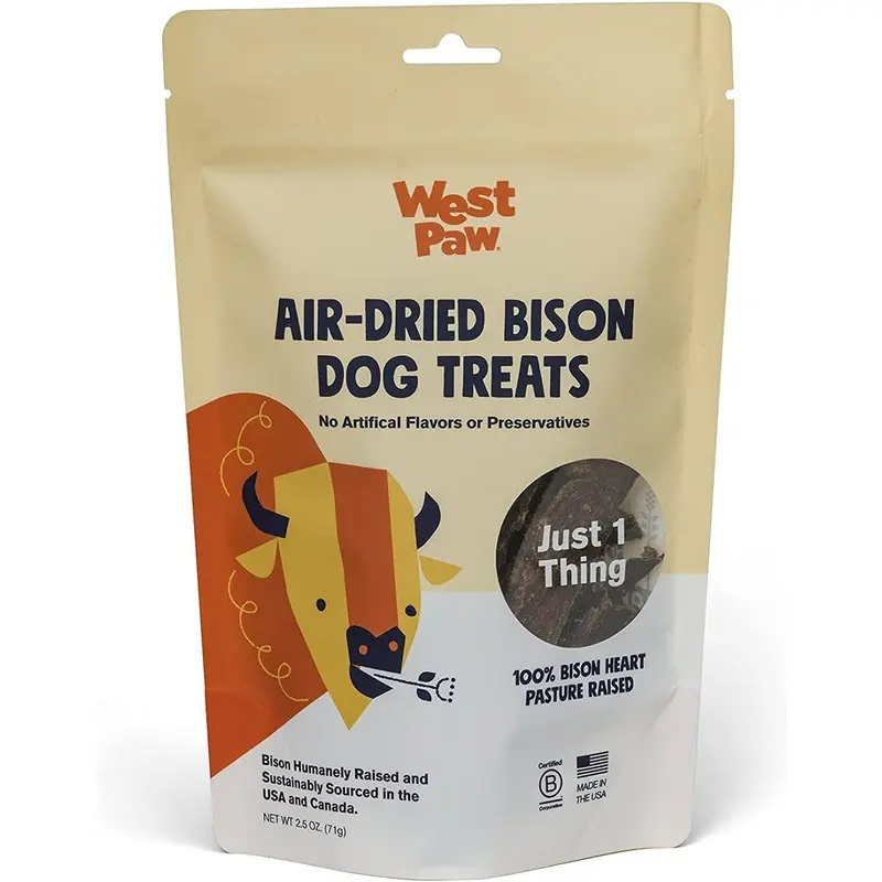 West Paw Freeze Dried Bison Heart Dog Treats 2.5oz