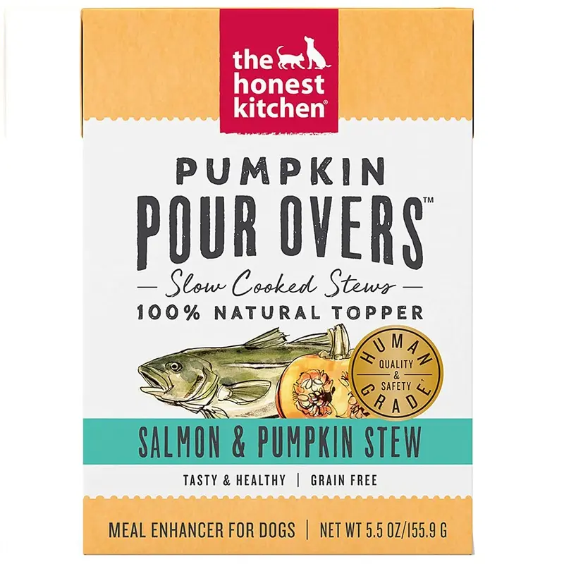 The Honest Kitchen Pour Overs Stewed Dog Food Topper - Salmon & Pumpkin Stew - 5.5oz