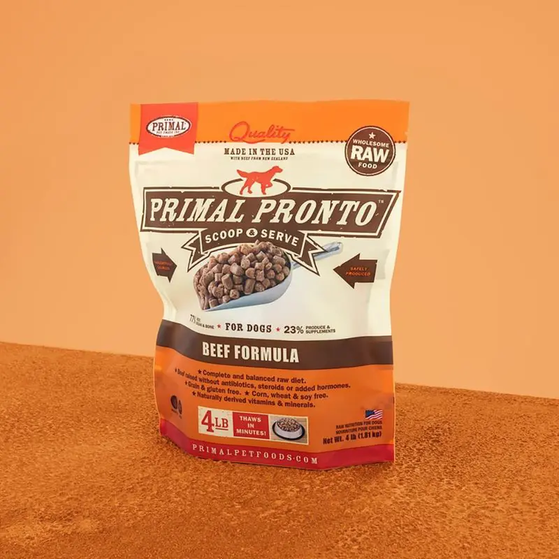 Primal Raw Frozen Pronto Beef Formula Dog Food 4lb