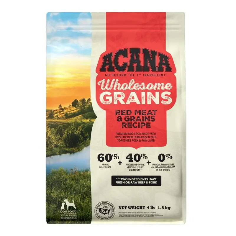 Acana Wholesome Grains Dry Dog Food - Red Meat Beef, Pork, & Lamb - 4lb Bag