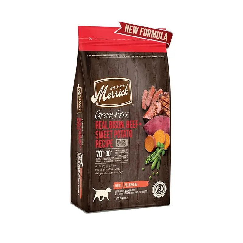 Merrick Grain Free Bison Beef Sweet Potato Dry Dog Food 22lb