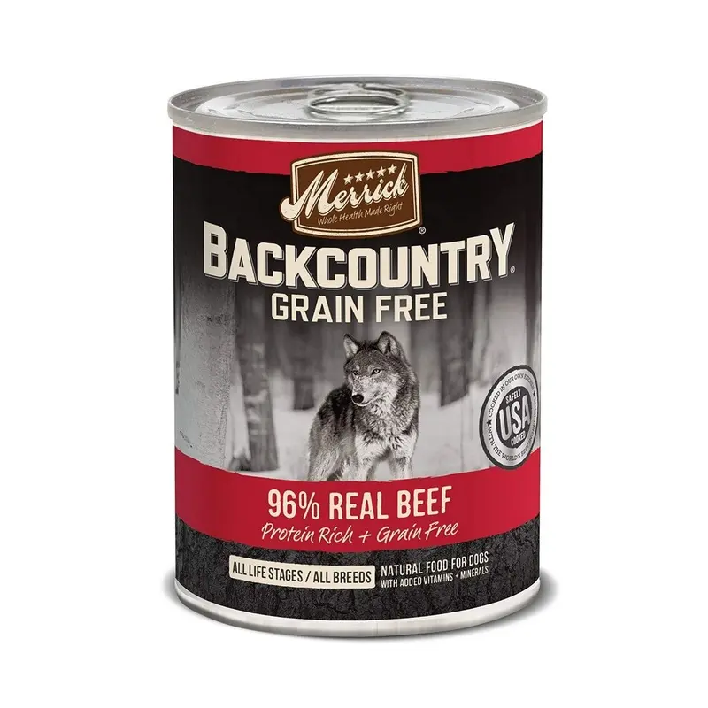 Merrick Backcountry Grain Free Wet Dog Food 96% Real Beef 12.7oz