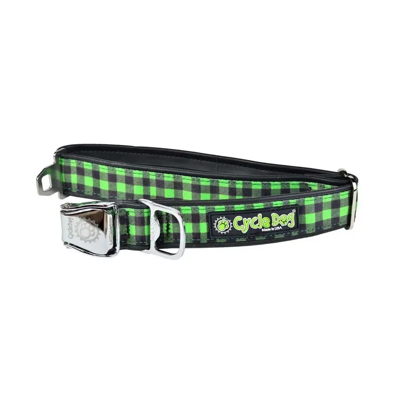 Cycle Dog Dog Collar Green Plaid L