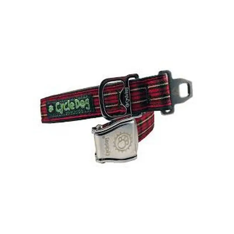 Cycle Dog Red Plaid Dog Collar Medium