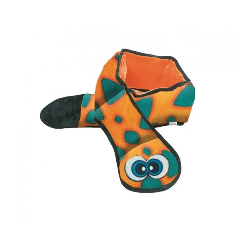Outward Hound Invincible Snake Orange and Blue with 3 Squeakers