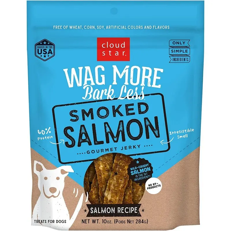 Cloud Star Wag More Bark Less Jerky Smoked Salmon Treats 10oz