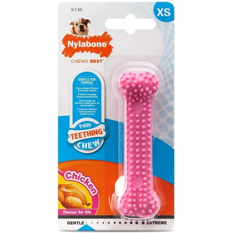 Nylabone Chicken Puppy Pink Dental Bone X-Small