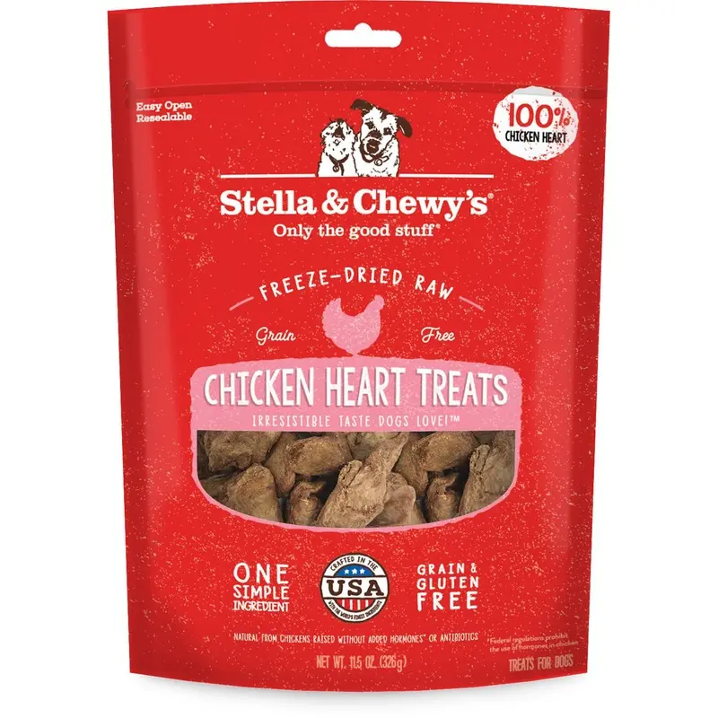 Stella & Chewy's Chicken Hearts Freeze-Dried Raw Dog Treats 11oz