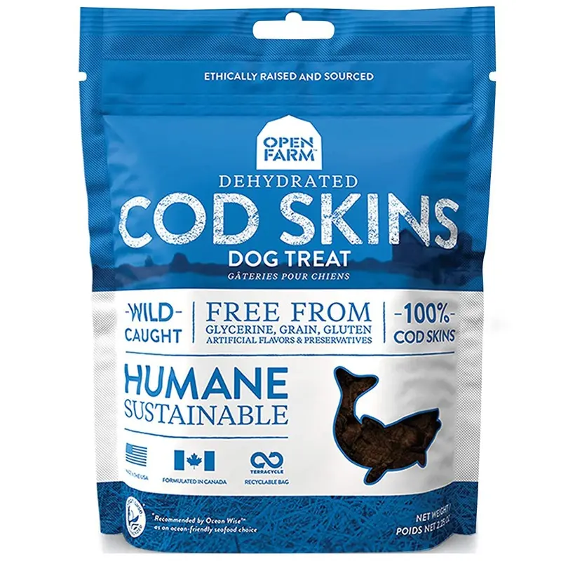 Open Farm Dehydrated Cod Skin Treats for Dogs 2.25oz