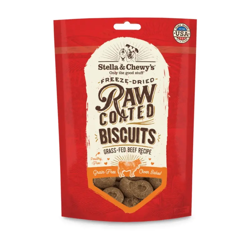 Stella and Chewys Grass-Fed Beef Raw Coated Biscuits Dog Treats 9oz