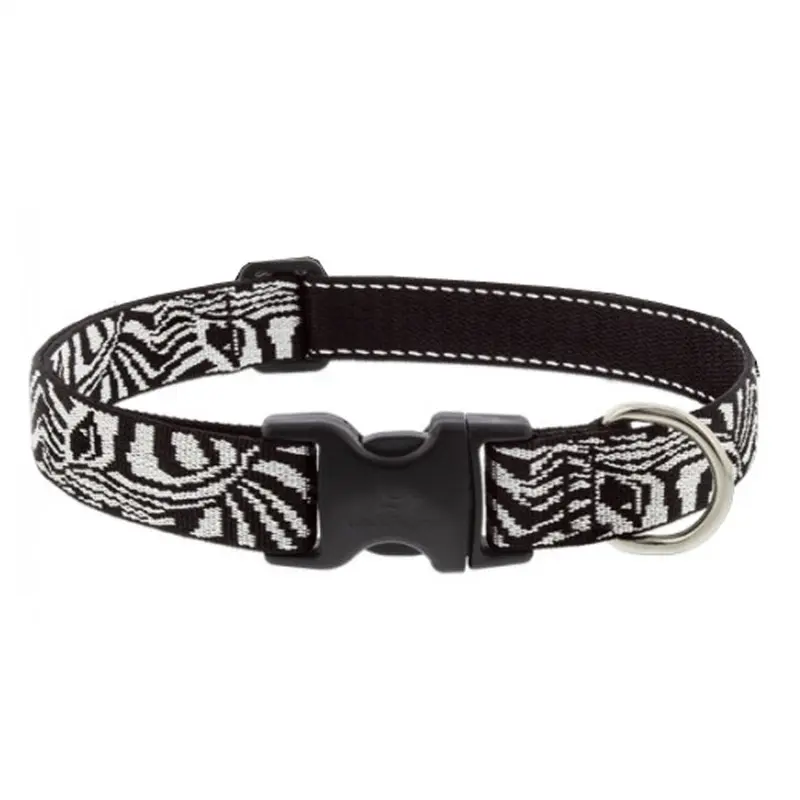 Lupine Adjustable Dog Collar 1" Wide X 16"-28" Neck Size Zebras