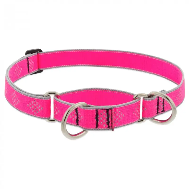 Lupine Dog Collar Martingale 1" Wide X 19"-27" Neck Size Pink Diamond