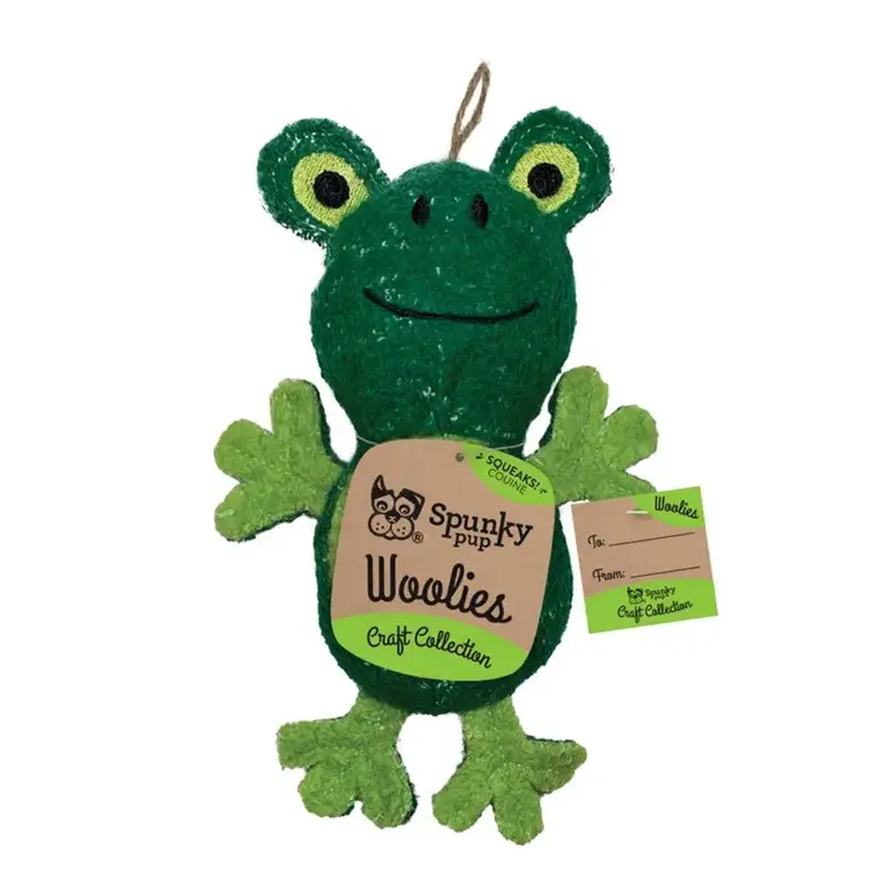 Spunky Pup Mini Woolies Frog Dog Toy
