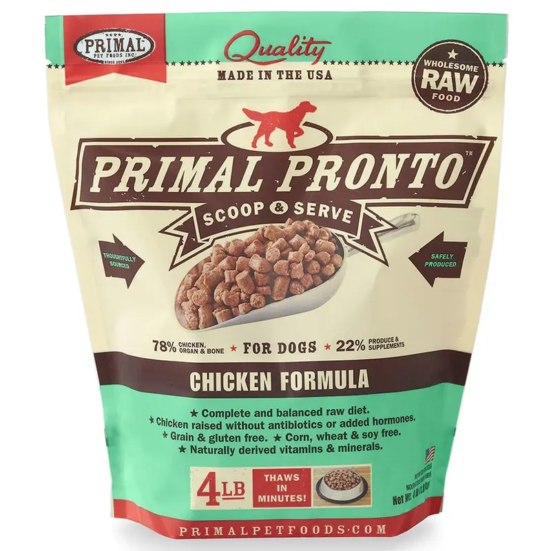 Primal Raw Frozen Pronto Chicken Formula Dog Food 4lb
