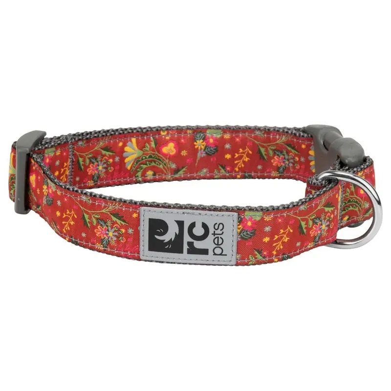 RC Pets Clip Dog Collar Clay Floral Large 1" Width 15"-25" Neck
