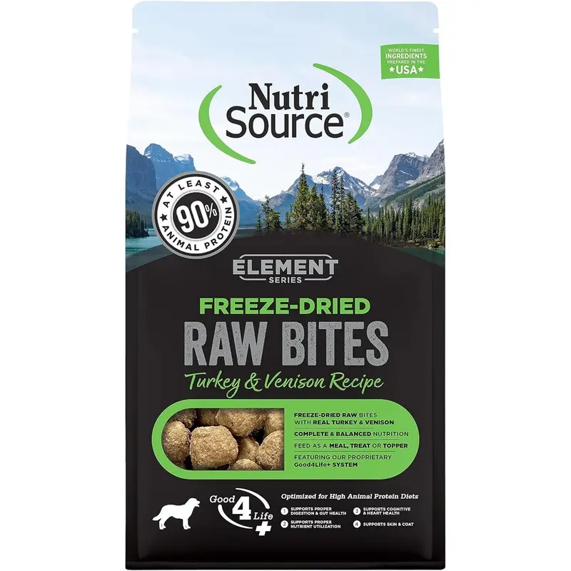 NutriSource Element Series Freeze-Dried Turkey Venison Raw Bites for Dogs 2.5oz