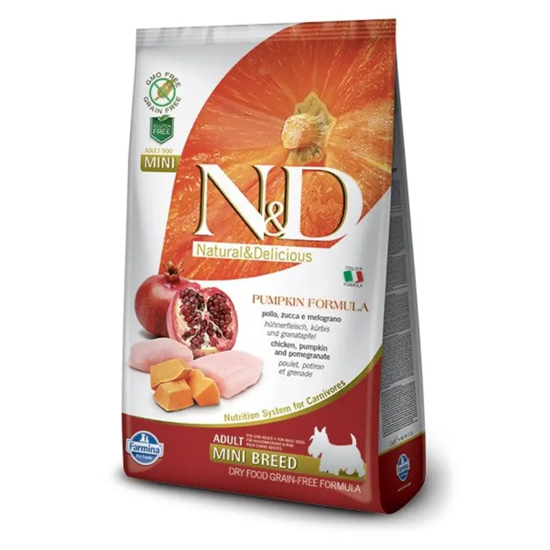 Farmina N&D Pumpkin Grain-Free Dry Dog Food - Chicken & Pomegranate, Mini Kibble - 5.5lb