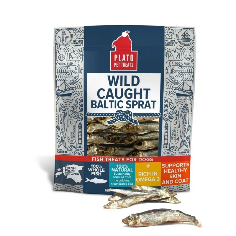 Plato Wild Caught Baltic Sprat Fish Dog Treats 3oz