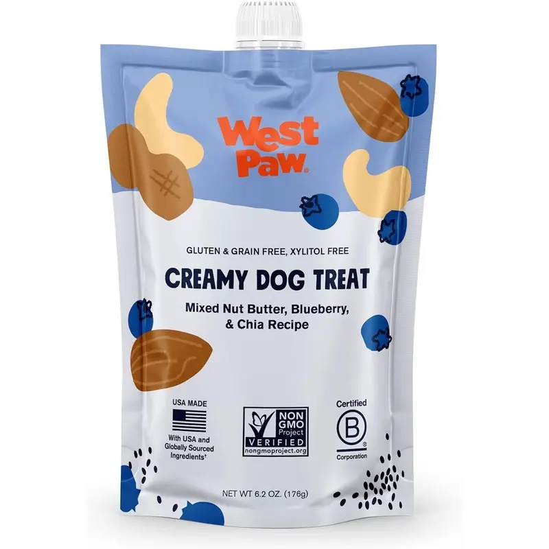 West Paw Creamy Treats Nut Butter Blueberry Chia Seed 6.2oz