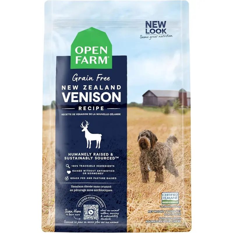 Open Farm Grain-Free Dry Dog Food - New Zealand Venison - 4lb Bag