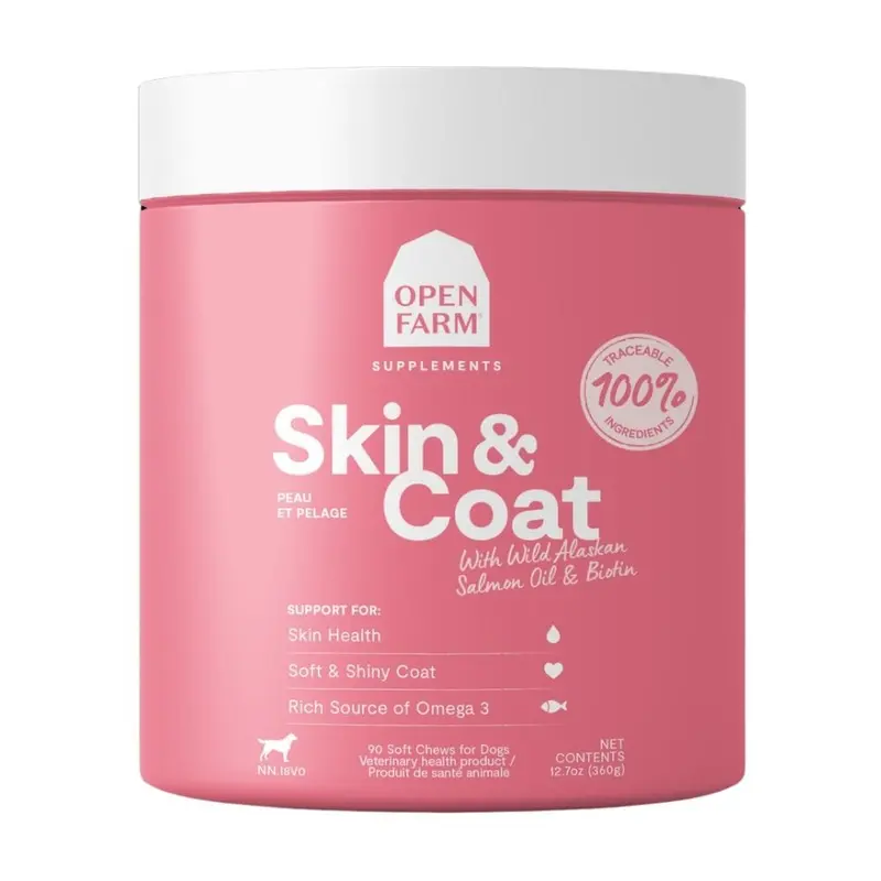 Open Farm Skin & Coat Supplement Chews for Dogs 90 Soft Chews