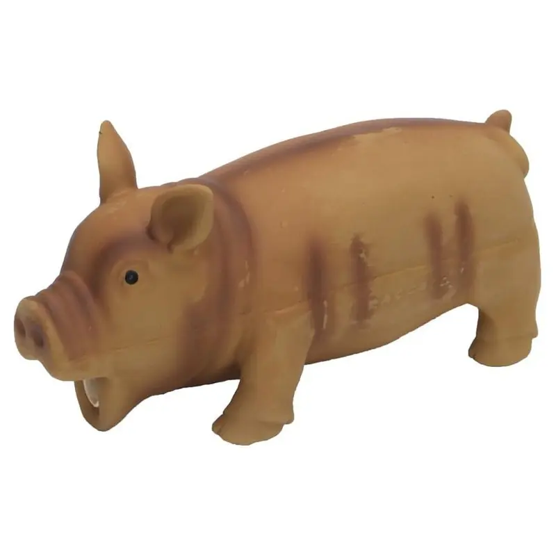 Rascals Latex Dog Toy Pig Brown 7.25"