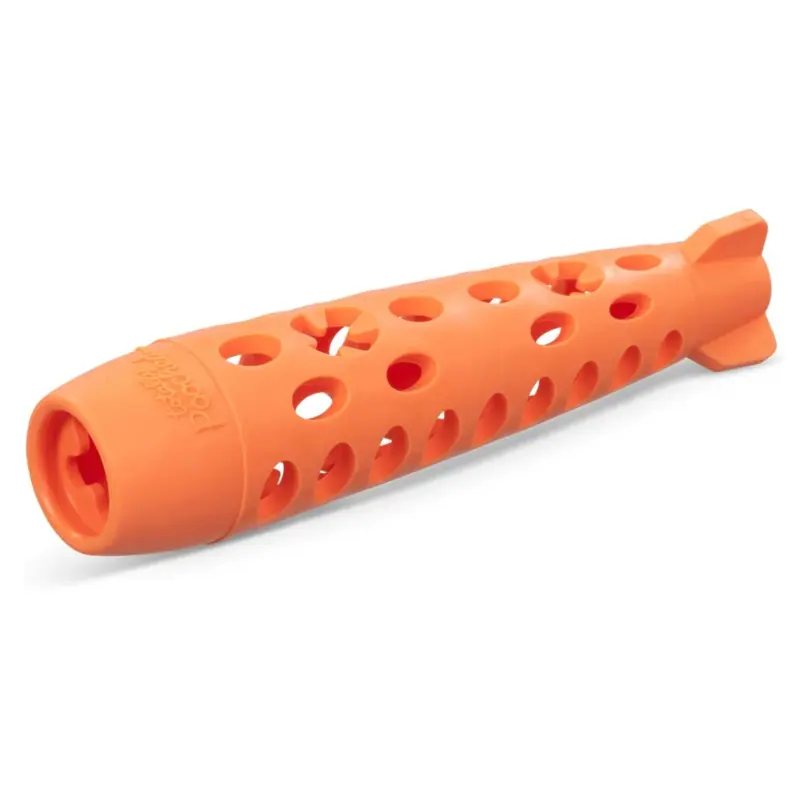Totally Pooched Stuff'n Chew Bully and Chew Stick Treat Holder Dog Toy Orange 10"